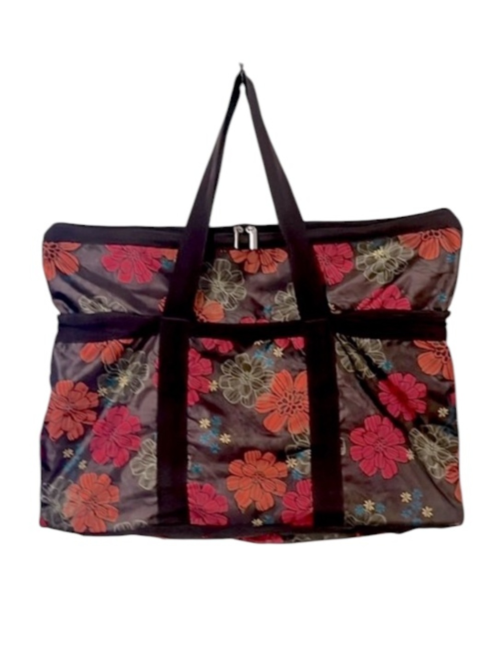 Phosphorus Floral Hawaiin Print Coloful Carryon Nylon Two Strap Beach Tote Bag